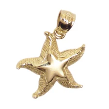 New 14k Yellow Gold Starfish Charm Pendant
