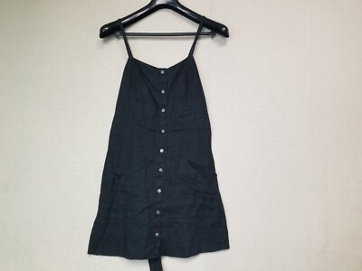Faithfull The Brand 100% Linen Black Mini Dress Sleeveless Button Size 6 |  eBay