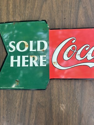 VINTAGE Coca Cola Arrow Tin Sign 1990