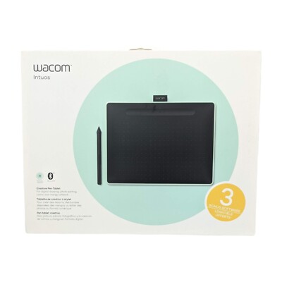 Wacom Intuos Bluetooth Graphics Design Drawing Tablet Portable Black w Pistachio