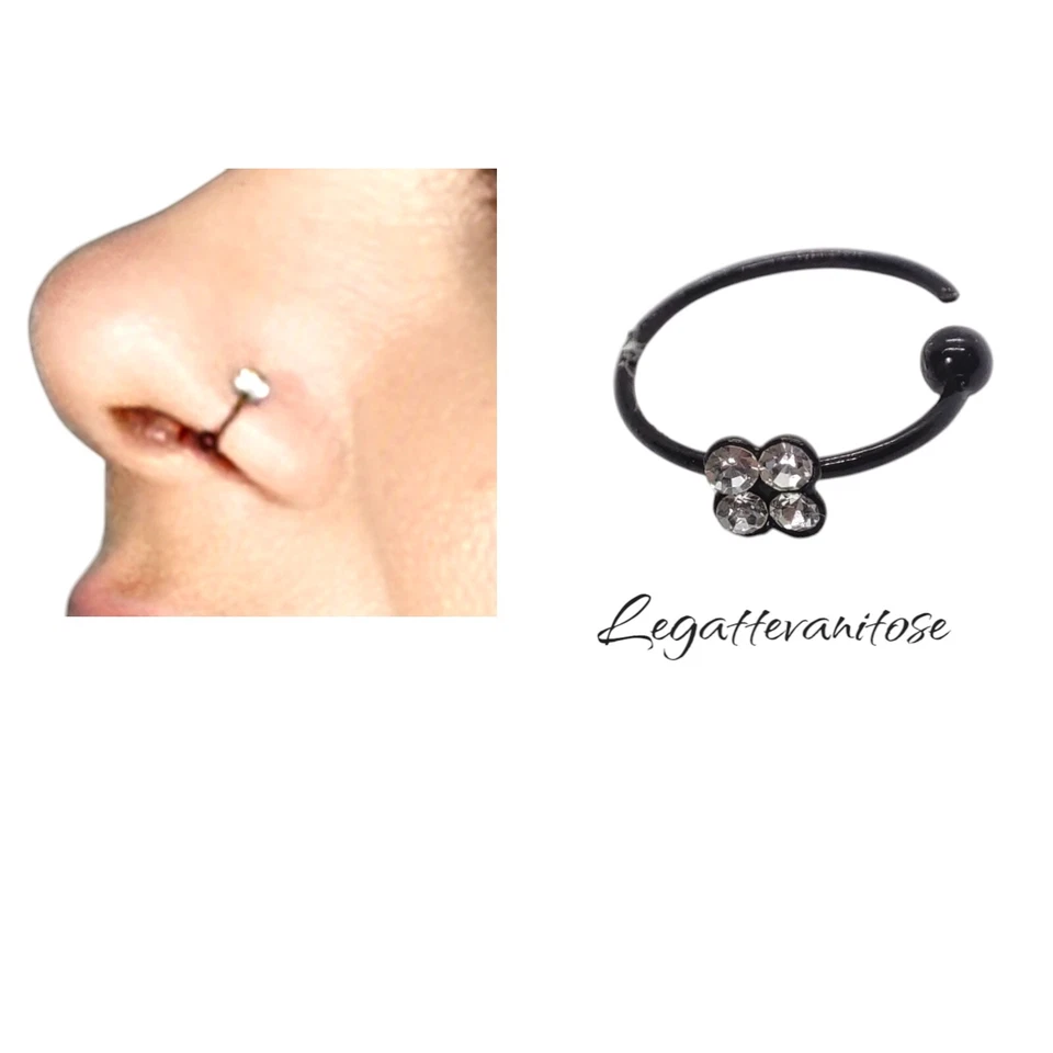 2 Anelli Piercing Naso Argento 925  Anello Aperto Cerchietto 10 m e trago - Immagine 4 di 4