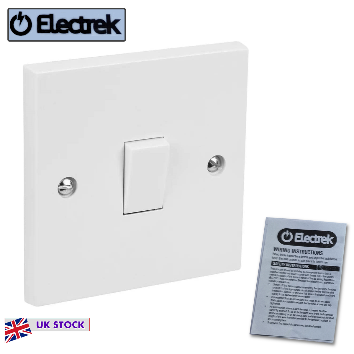 Electrek Light Switch Way (1 Gang) 1G 10AX White Plastic with
