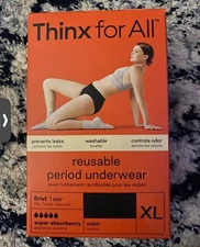 Thinx For All Period Underwear Womens Reusable Briefs Size XL Black Panties NEW