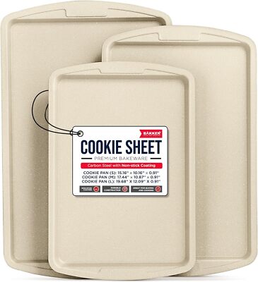 Bakken Swiss Cookie Sheet 3 Piece Set - Non-Stick, 3 Set, White Marble 