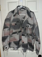 La Miel western Jacket women's large Aztec Polyester Cotton Winter Warm Buttons