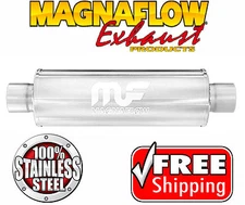 MAGNAFLOW 10414 Stainless Steel Muffler Straight 4" Round Center 2" ID IN OUT