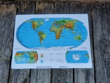 Rand McNally 17x22 World Outline Map Laminated Markable Double Sided Vintage
