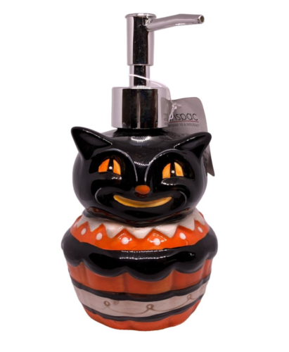 New Johanna Parker Transpac Halloween Black Cat Cupcake Soap Pump Dispenser