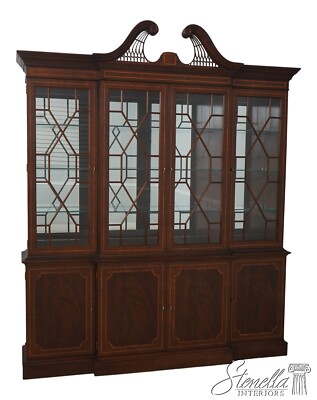 61239EC: HICKORY WHITE Gorgeous Flame Mahogany Breakfront China