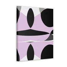Wall Art Decor - Canvas Print Artwork - Geometric Lavender and Black Pattern