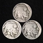SET OF 3 COINS 1917 P D S Buffalo Nickels G / VG FREE SHIPPING