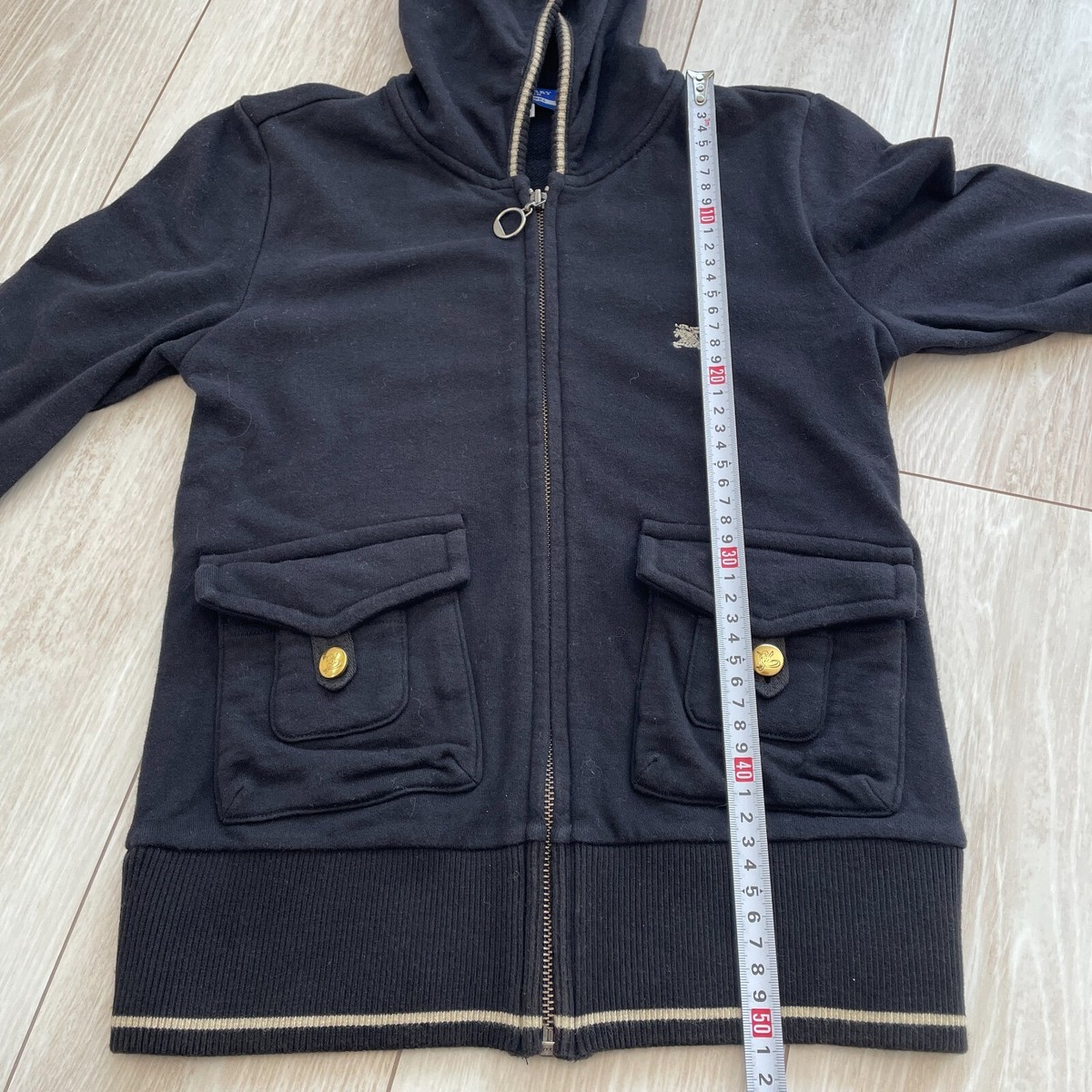 Burberry Blue Label Hoodie Iconic Logo Embroidery Black Burberry Blue Label Hoodie Iconic Logo Embroidery Black