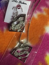 New Superman Necklace Earrings Set Pendant Rhinestone Crystals Snake Chain Hero