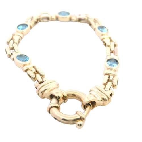 Exquisite Yellow Gold Blue Topaz Bracelet - 第 2/14 張圖片
