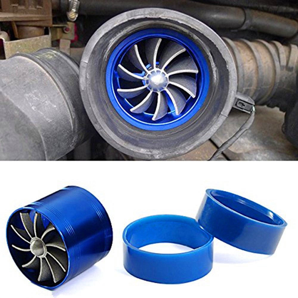 Blue Air Intake Turbonator Single Fan Engine Gas Fuel Saver Turbine