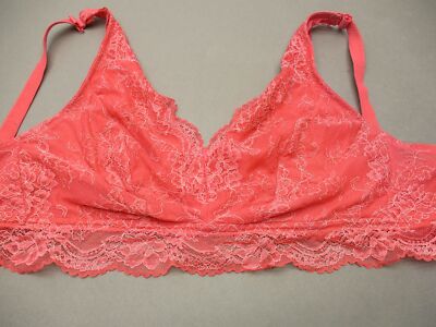 Secret Treasures Size 1X Womens Red Lace Wireless Unlined Back