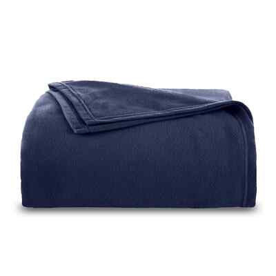 Vellux Fleece Blanket King Size Bed Blanket Navy Blanket (108x90 Inches Navy)