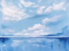 California Abstract Painting Seascape Original Canvas Art Impasto 18 by 24 in