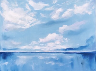 California Abstract Painting Seascape Original Canvas Art Impasto 18 by 24 in