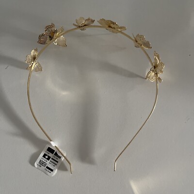 S061 Claires - Haarreif - Gold mit Schmetterlingen - Neu