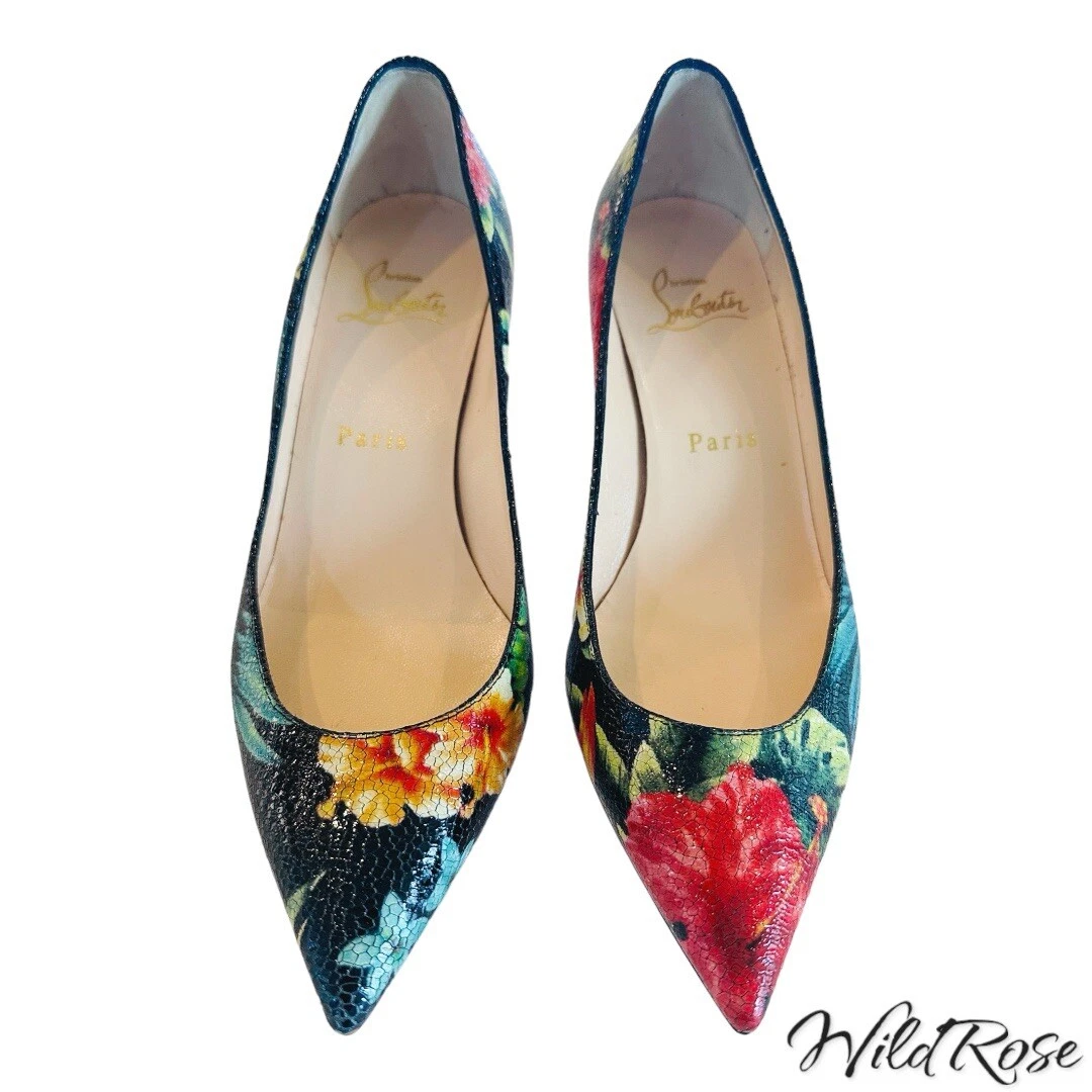 Christian Louboutin Women's Leather Upper Floral Heels for Women