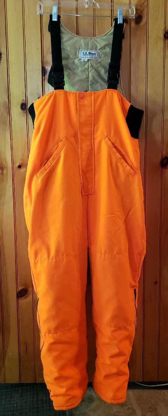 Vintage LL Bean Hunting Orange Bib Overall Thinsulate Lined Size Large/XL(?) USA