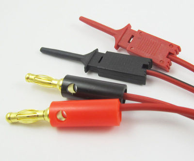 1set Gold Plated banana plug to Small Test Hook Clip Cable Test Probes IC PCB 1M