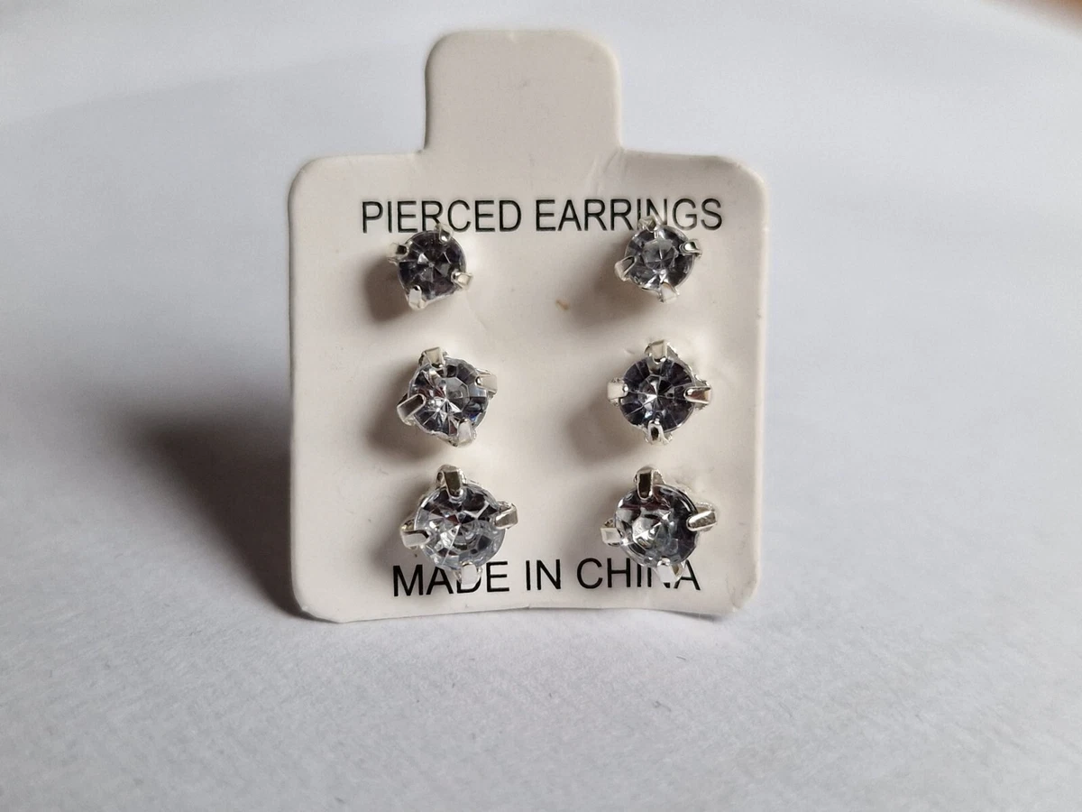 Orecchini Pendenti Corti AB Crystal – Diamantati Argento, Strass Rotondi, Per Lobo