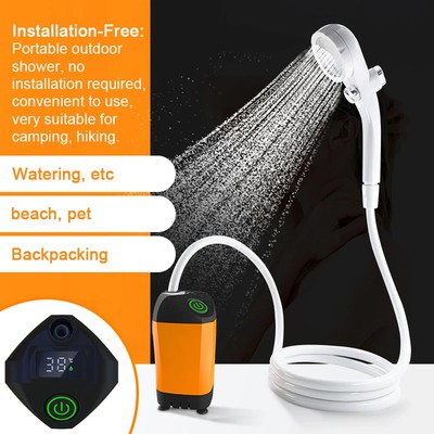 Outdoor Camping Shower Portable Electric Shower Pump Waterproof Digital Display