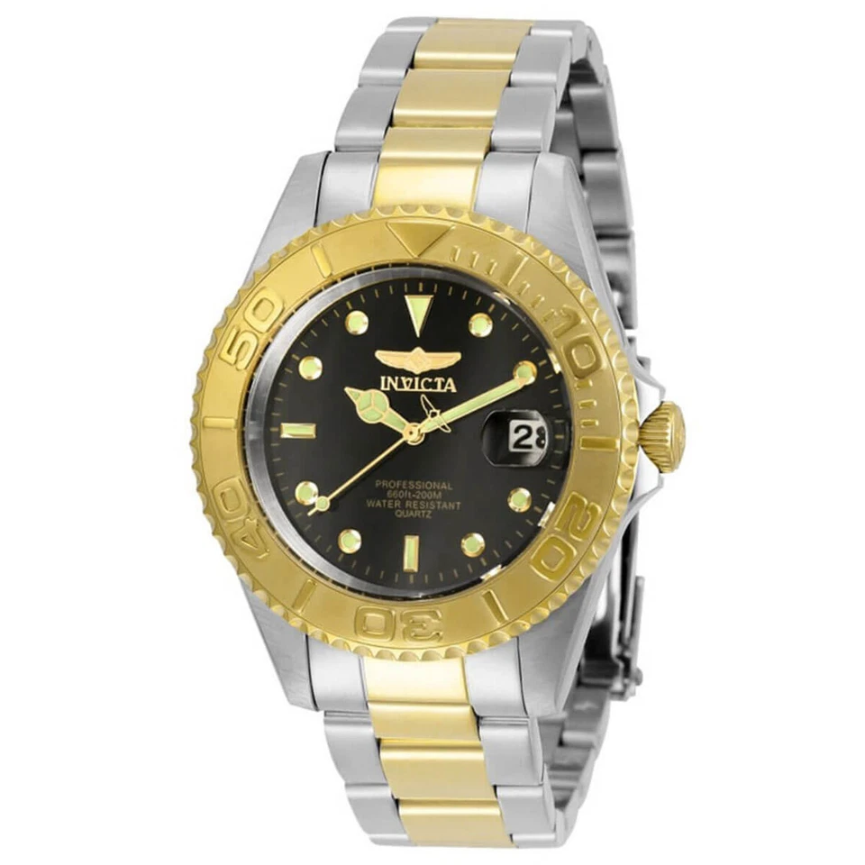 Reloj Hombre Invicta Pro Diver Cuarzo Fecha Esfera Negra Dos Tonos Pulsera 29941