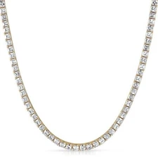 Gold Exotic Asscher Cut Lab Made Iced Out Tennis Chain