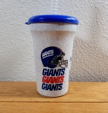 NEW YORK GIANTS 1995 Vintage 14 oz Betras Brand NFL Plastic Cup with Lid & Straw