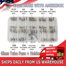 6x30mm 72 Car Boat Quick Blow Glass Tube Fuse Assorted Kit Fast-blow Glass Fuses