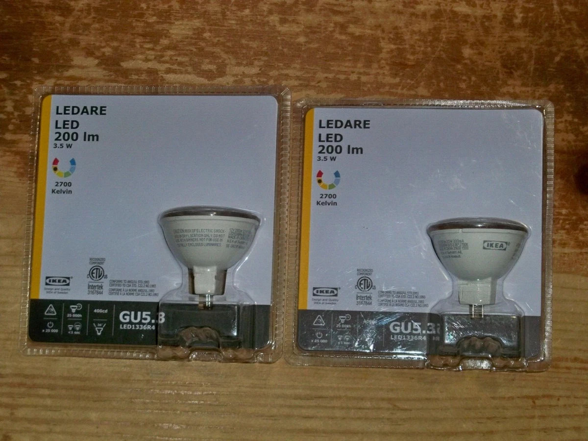 Lot Of 2 IKEA LEDARE GU5.3 LED 2 Pin Bulb 200 lm LED13364 3.5 Watt