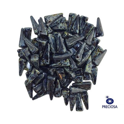 13x6mm Black Travertine Preciosa Czech Villa Glass Beads (12)