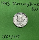 1943-P Mercury Dime 10c BU Brilliant Uncirculated Full Band US Coin See Pictures