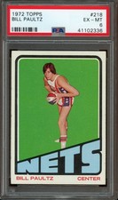 1972 Topps #218 Bill Paultz *PSA 6 (EX-MT) *New York Nets