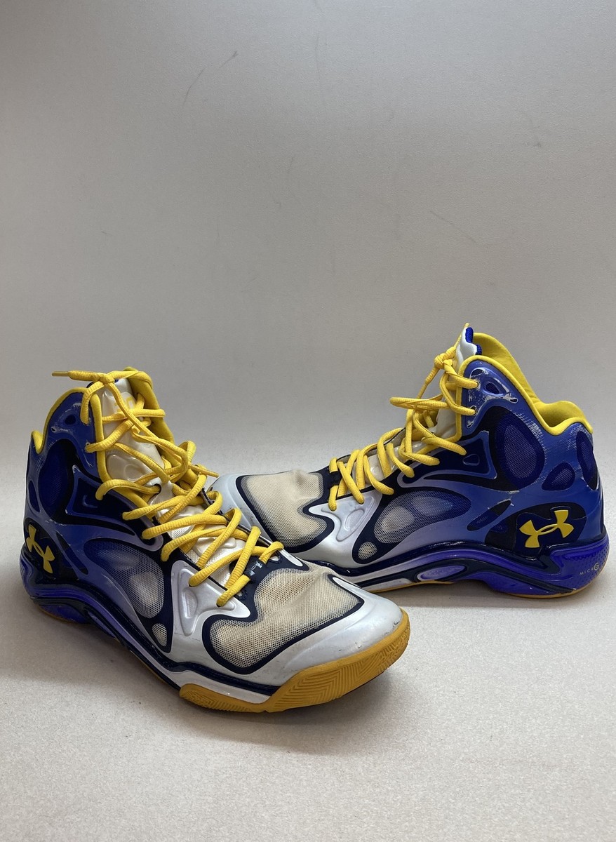 Under Armour Anatomix Spawn Blue White Yellow High Top Basketball