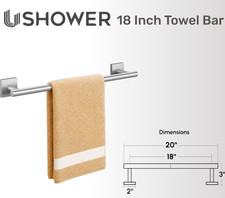 18" Brushed Nickel SS304 Towel Bar, Wall Mount Towel Rack Total Length 20  
