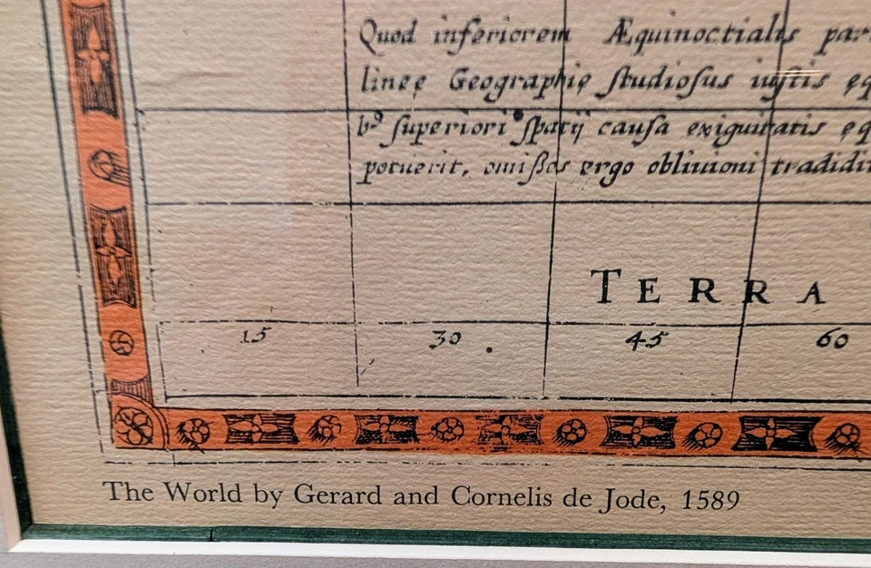 🔥THE WORLD MAP BY GERARD AND CORNELIS DE JODE 1589 REPRODUCED BY RAND M. FRAMED - Image 3 of 3