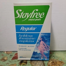 NOS Vtg 1970s 30 Stayfree Maxi Pads Regular Beltless Feminine Napkins Set Prop