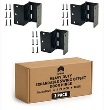 Expandable Swing Offset Door Hinge 3 Pack Matte Black 3.5 Inch 1/4" Radius