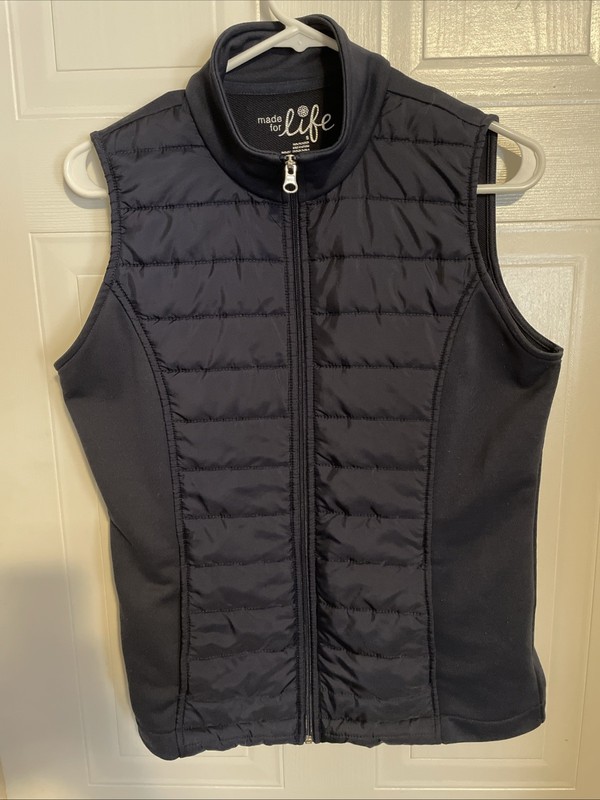 Made for Life Vest Size S Womens stretch Full Zip Ltwght Dark Navy Blue Pockets