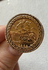 1982 Gold Half Sovereign Ring 9ct Mount Size U -  12.25 Grams