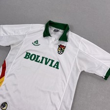 Camiseta de la Selección Nacional de Bolivia para Hombres Mediana Blanca Fútbol Evercool Tech Escudo FBF