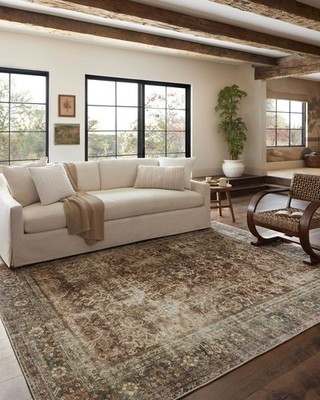 Area Rug 7 6 x 9 Machine Washable Rust Lagoon Loloi SIN-01 Magnolia Home Joanna