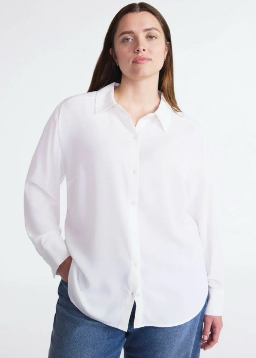 Scoop Women’s and Women’s Plus Relaxed Fit Button Front Shirt L
