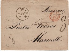Austria, pre. List Phila z Wiednia do Francji 1865