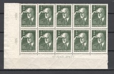 FINLAND 1945 JEAN SIBELIUS SCOTT 249 FACIT 310 DATE BLOCK OF 10 PERFECT MNH