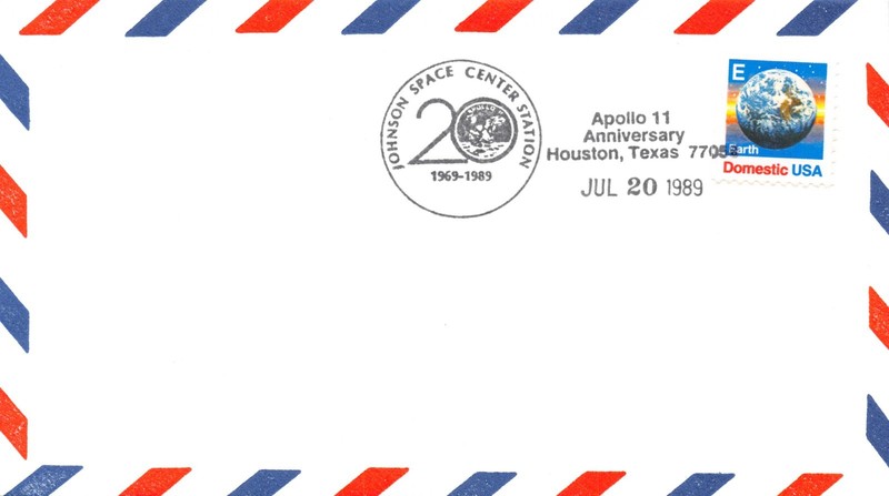 APOLLO 11 1st MAN ON THE MOON 20th ANNIV. JSC 7/20/89 - " E"STAMP SC#2282